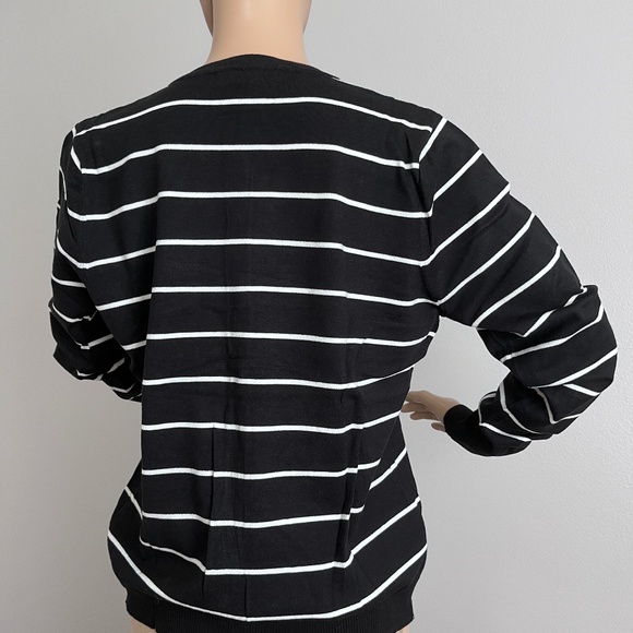 August Silk Women’s Black/White Striped Cardigan size L - Picture 6 of 9